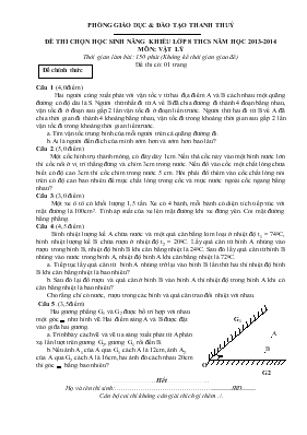 Đề thi chọn học sinh năng khiếu lớp 8 năm học 2007 - 2008 môn Vật lý